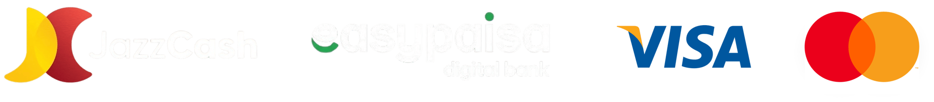 JazzCash, EasyPaisa, Visa, Mastercard